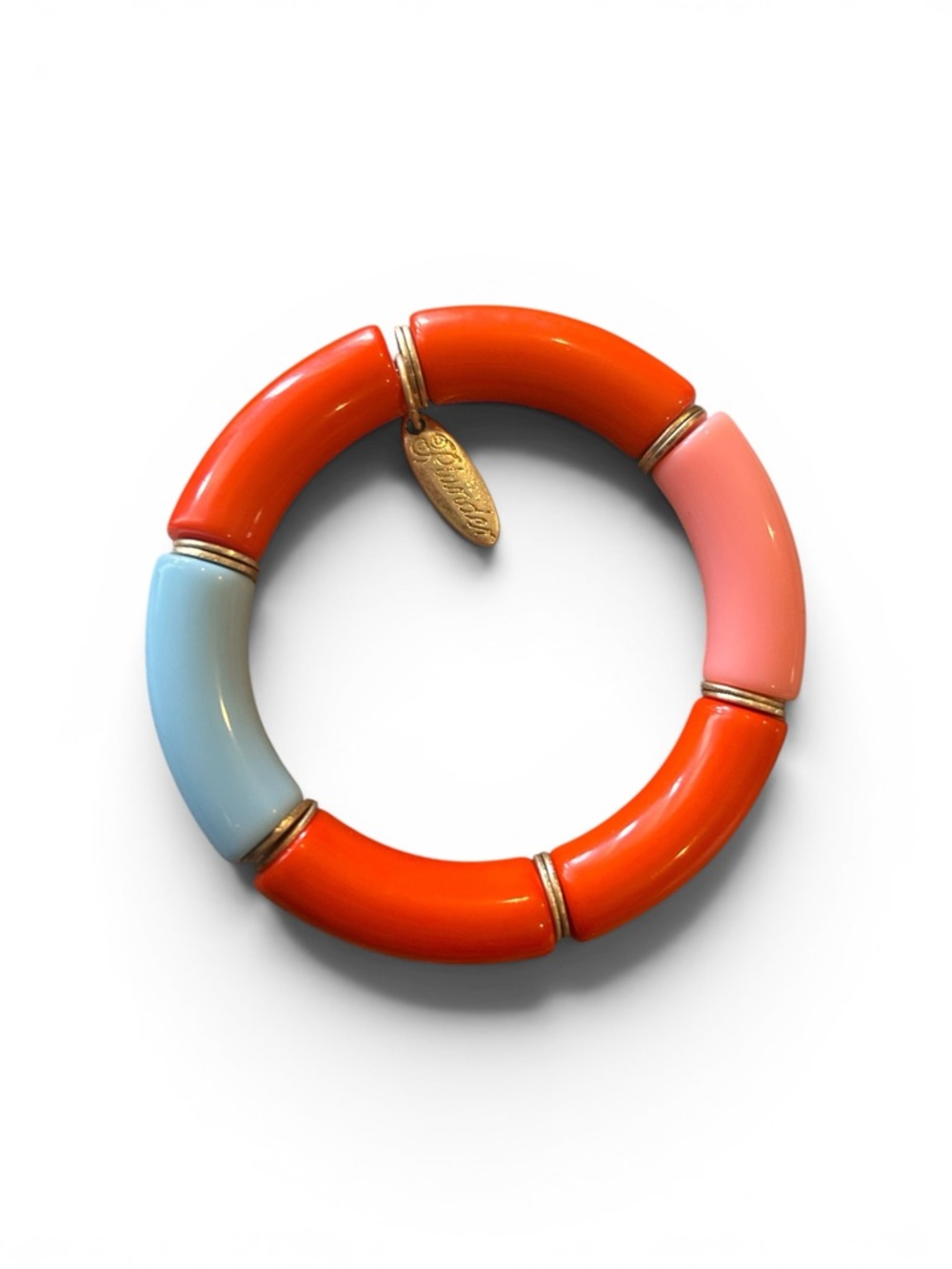 Plunder Resin Bangle Bracelet - Orange, Pink & Light Blue